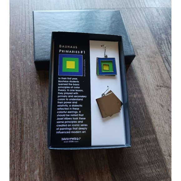 Bauhaus Primaries #1 Dangle Earrings - Picture 5 of 5